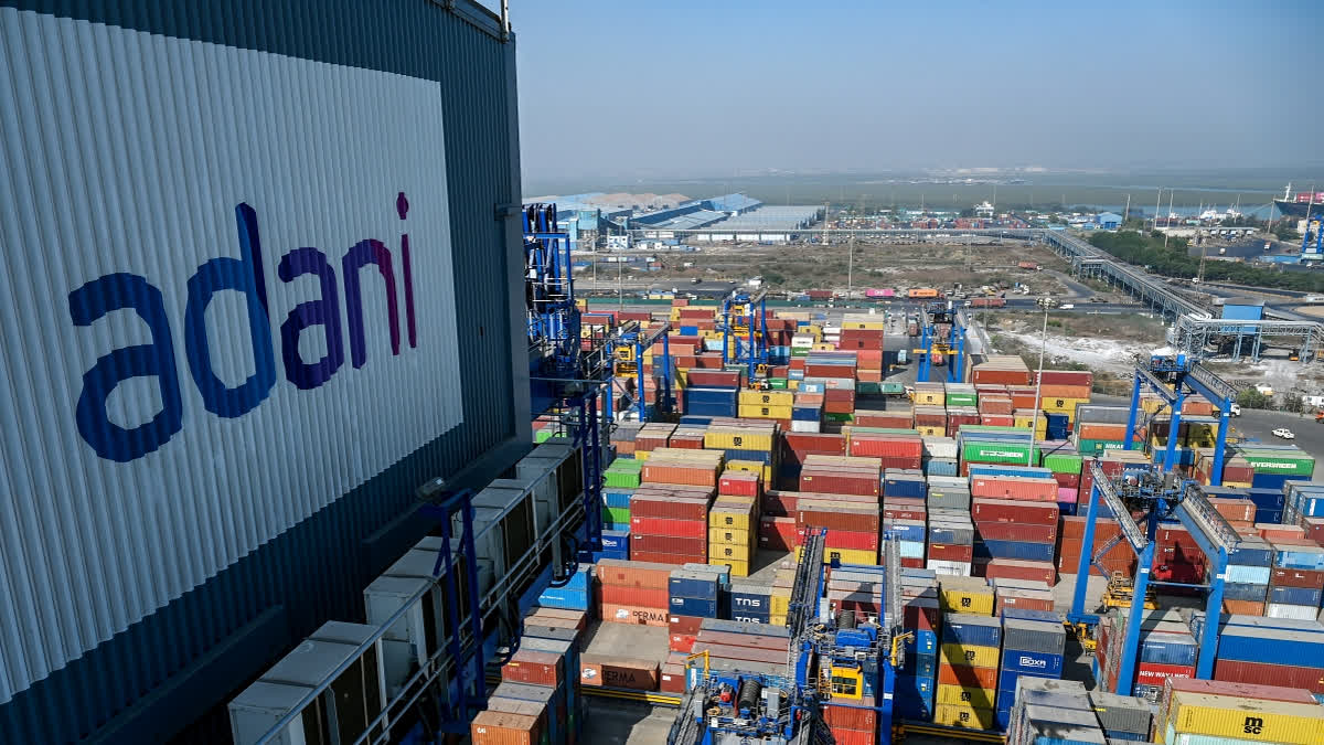 A general view of the Adani Group owned Mundra Port in Mundra.