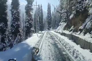 A view of snow covered road in north Kashmir