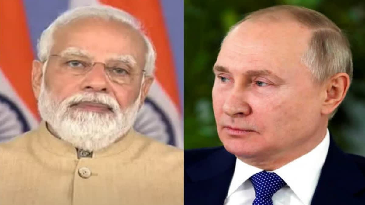 Left side PM Modi Right side Russian President Putin