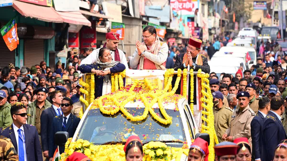 CM Pushkar Dhami Road Show in Agastyamuni