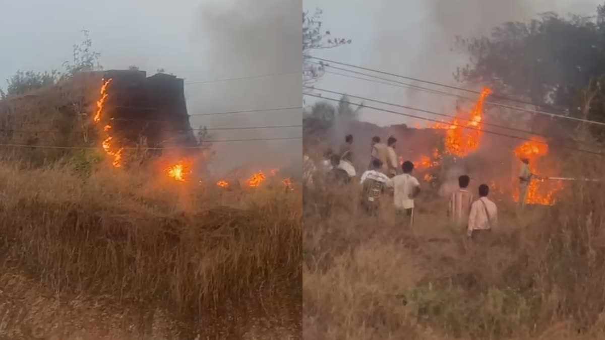 FORT FIRE IN KASARAGOD  ആരിക്കാടി കോട്ടയിൽ തീപിടുത്തം  FIRE BREAKS OUT ARIKADY FORT  LATEST NEWS IN MALAYALAM