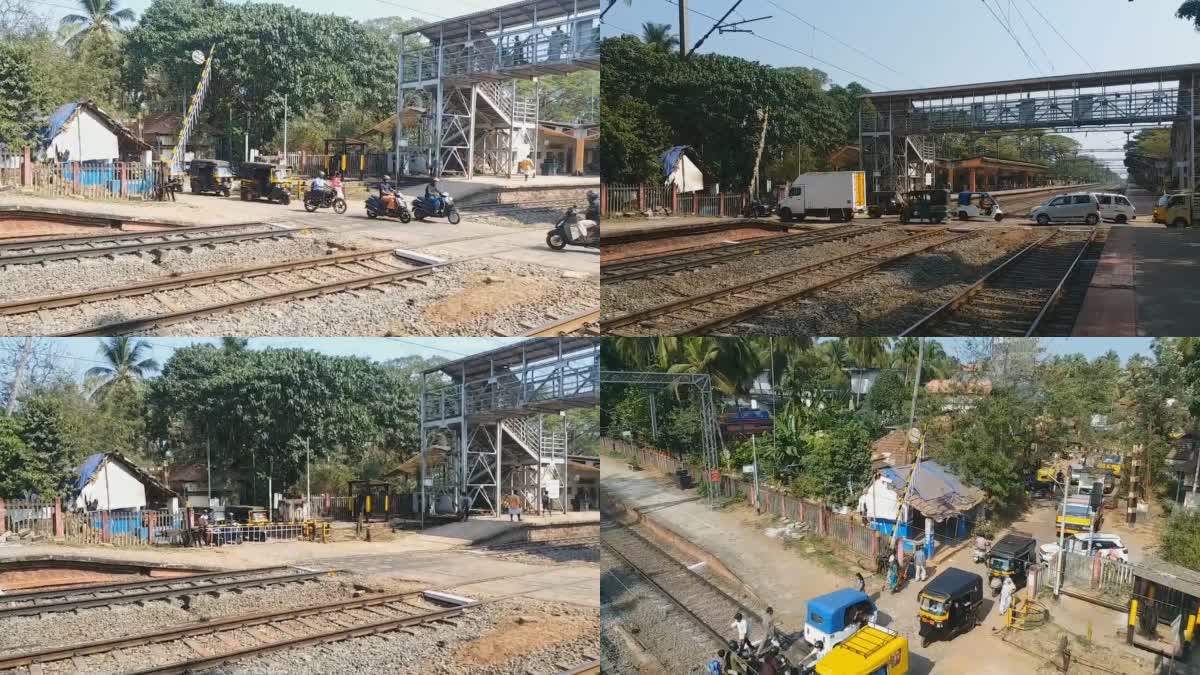 railway platform Kottikulam Railway Flyover Modi Inaugrates കോട്ടിക്കുളം റെയിൽവേ സ്റ്റേഷന്‍ ലാറ്റ്ഫോമിന് നടുവിലൂടെ റോഡ്