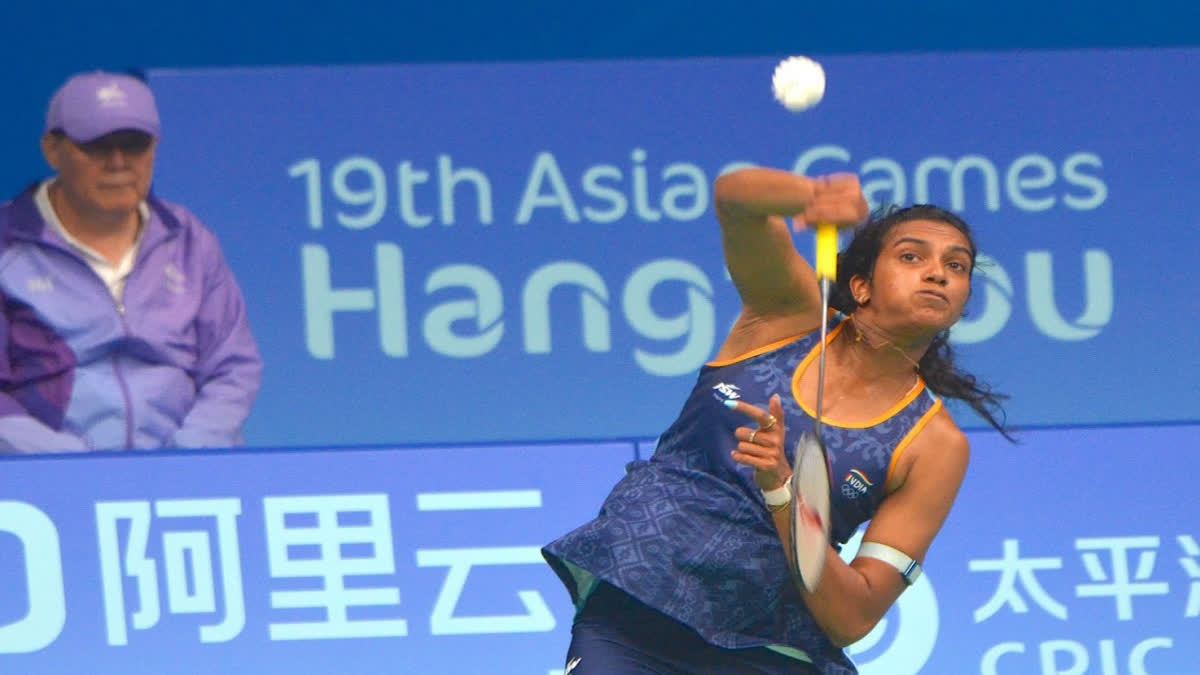 PV Sindhu moved into the second round of the Madrid Spain Masters with a comprehensive straight-game victory over Canada's Wen Yu Zhang in Madrid on Wednesday. She defeated her Canadian rival by  21-16 21-12 in a lop-sided contest.