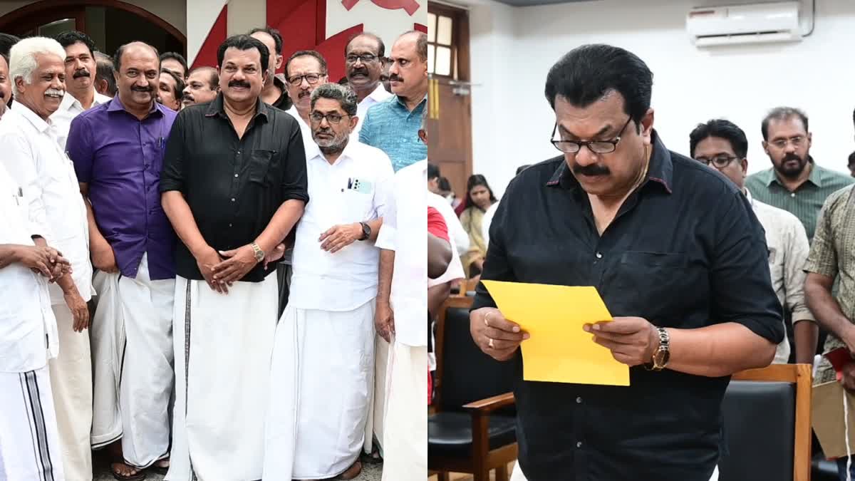 LDF CANDIDATE M MUKESH  MUKESH FILING NOMINATIONS  KOLLAM  LOK SABHA ELECTION 2024