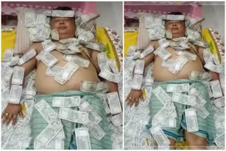 Politician Sleeping On Currency Notes