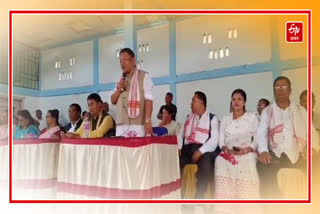 Education Minister Ronoj Pegu campaigning on behalf of Dhemajit Pradan Baruah