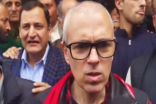 Omar Abdullah speaking to media in north Kashmir