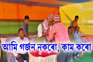 minister bimal borah criticises congress candidate gaurav gogoi during election campaign at khowang