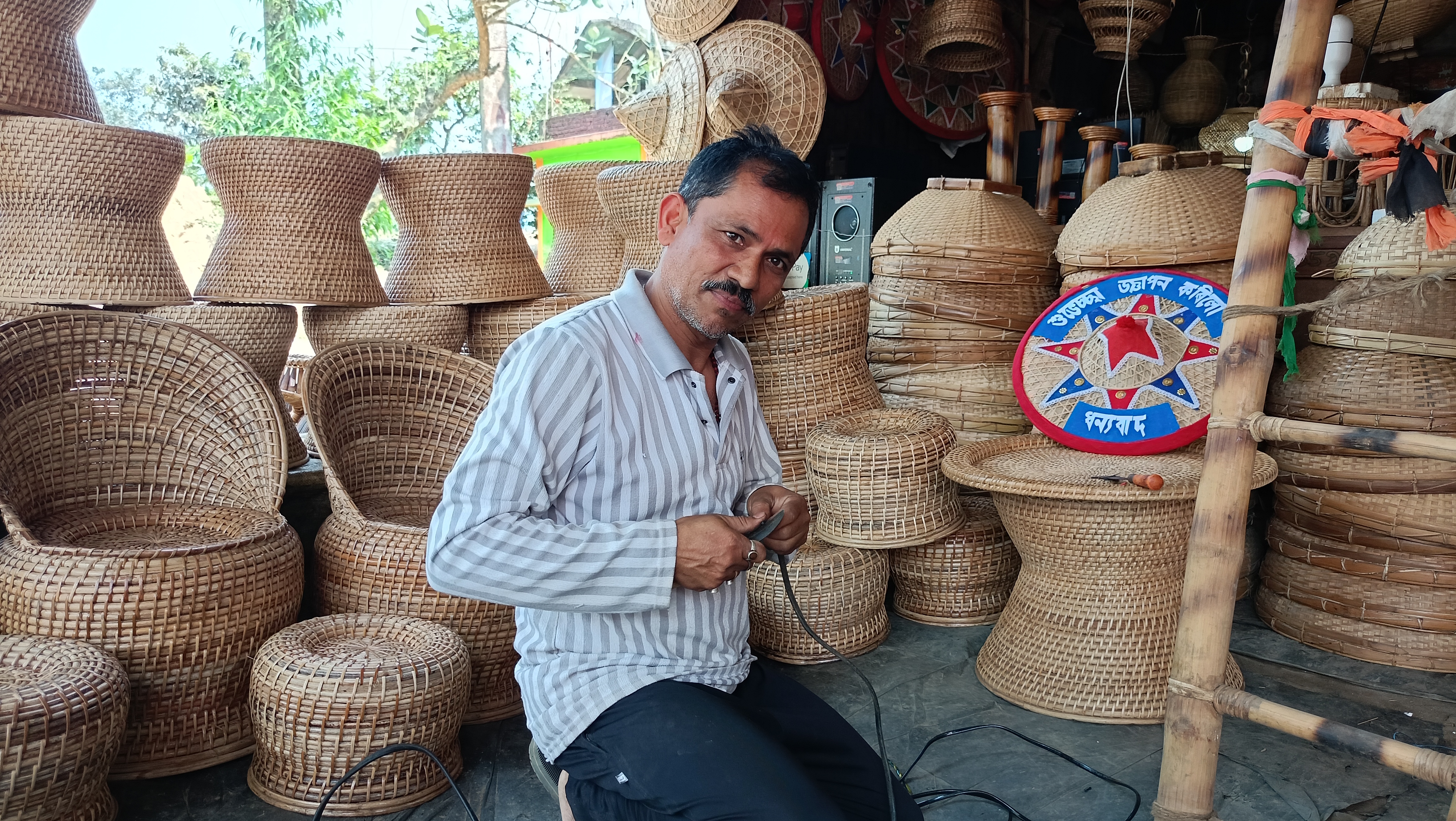 Many families have been employed by manufacturing bamboo cane products in Dhemaji
