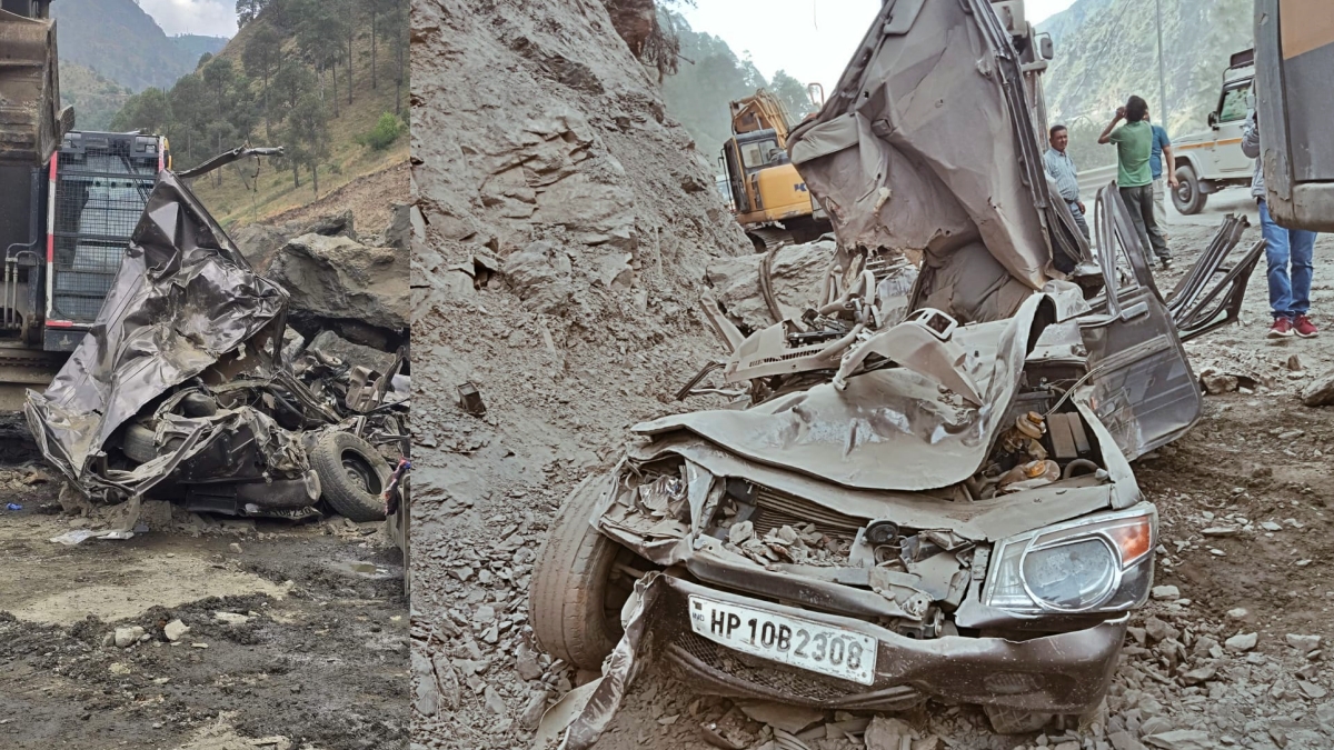 Two Vehicles Buried Under Landslide Debris in Rohru