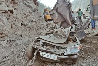 Two Vehicles Buried Under Landslide Debris in Rohru