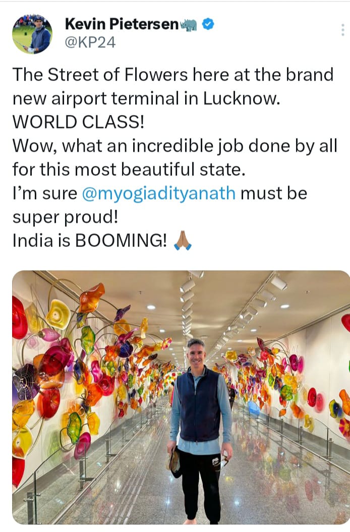 Cricketer Kevin Pietersen became fan of CM Yogi Lucknow Airport New Terminal