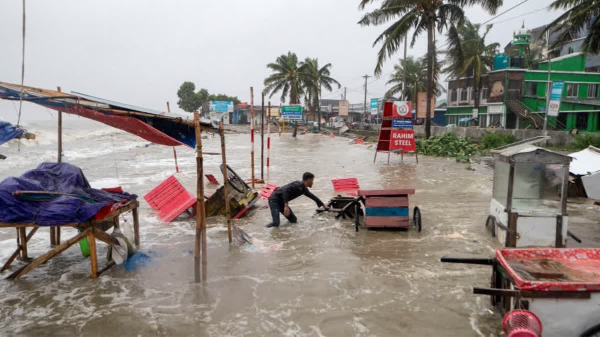 Cyclone Remal impact at Kaukata beach.