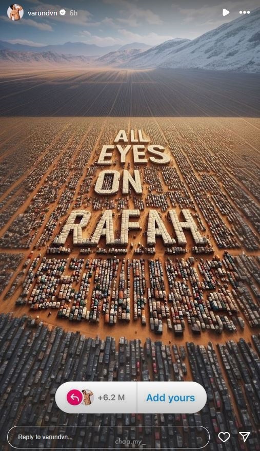 'All Eyes on Rafah': Atlee, Varun Dhawan, Hina Khan, Others Express Solidarity with Palestinians