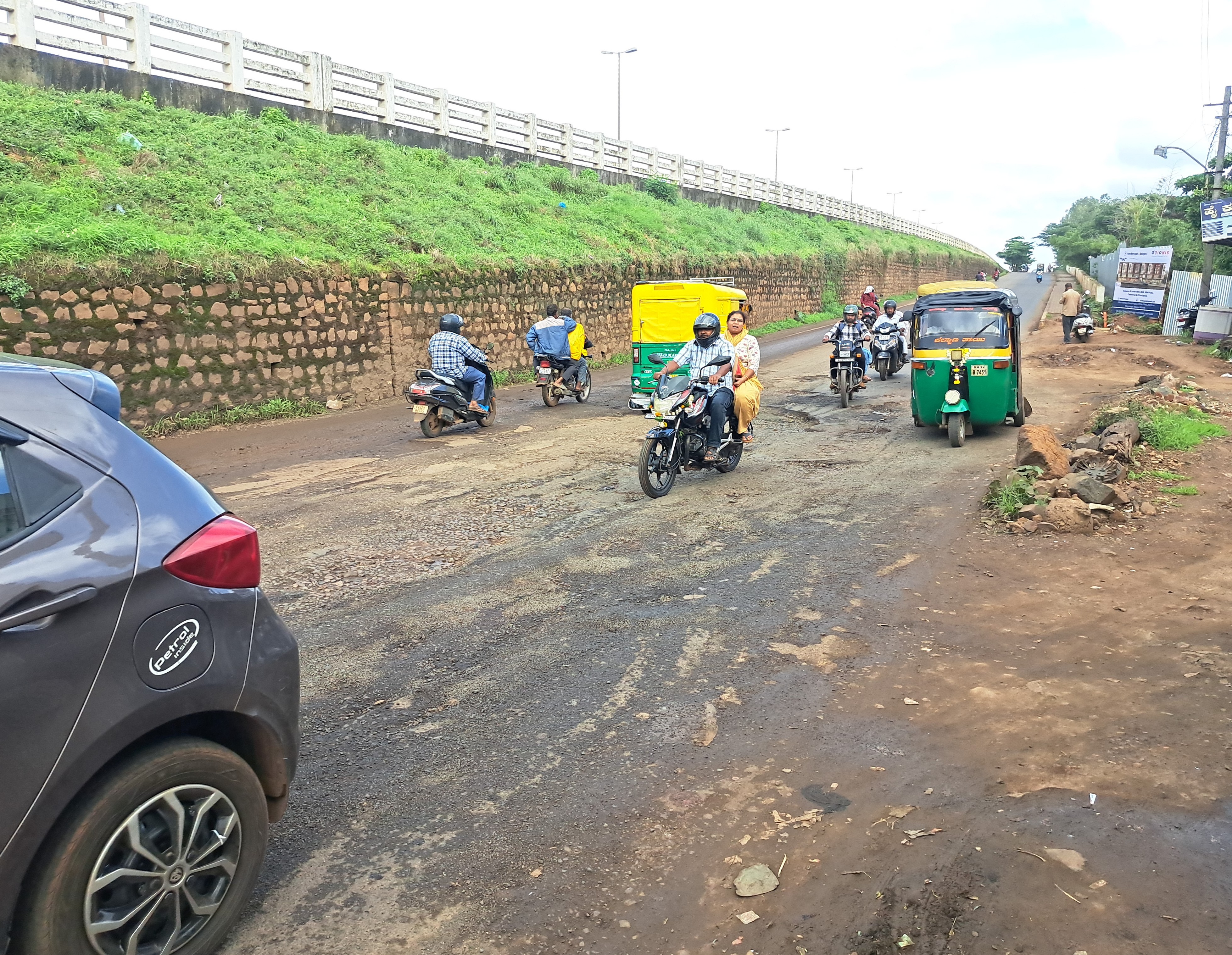 Potholes formed on many roads in Belagavi due to monsoon rains