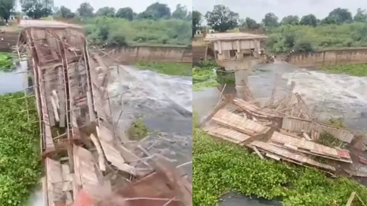 Structure Of Bridge Washed Away In Durg
