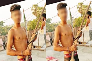 बगहा में युवक का बंदूक के साथ फोटो वायरल