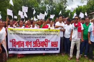 people of gamchuk village hold protest