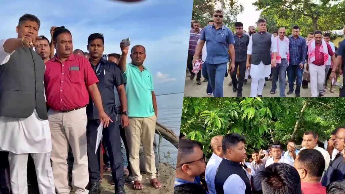 minister pijush hazarika inspects erosion Effected site of Mukalmua Nalbari