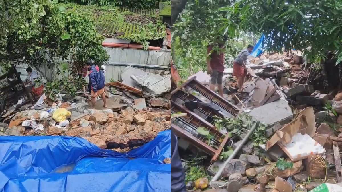 HEAVY RAIN IN IDUKKI  RAIN IN IDUKKI  ഇടുക്കി മഴ  വീടിൻ്റെ സംരക്ഷണ ഭിത്തി ഇടിഞ്ഞു