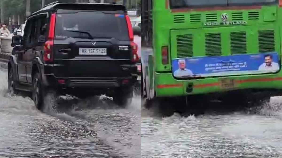 दिल्ली के सुल्तानपुरी मैन रोड पर दिखी जलभराव यातायात प्रभावित