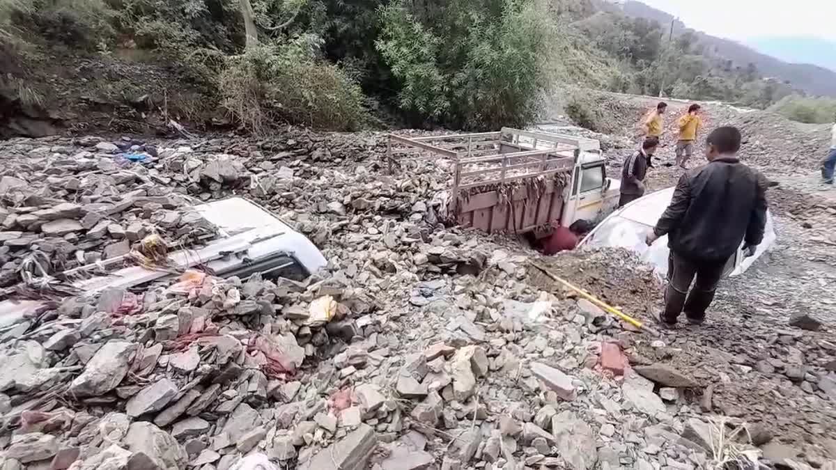 Three Vehicles Buried Under Landslide Amid Heavy Rains In Himachal Pradesh