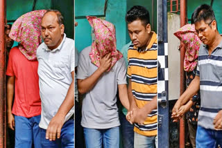 In this combo of three pictures, the accused who were arrested in connection with the alleged 'gang-rape' of a first-year student of a law college in south Kolkata, being produced at a city court, in Kolkata, Friday, June 27, 2025.