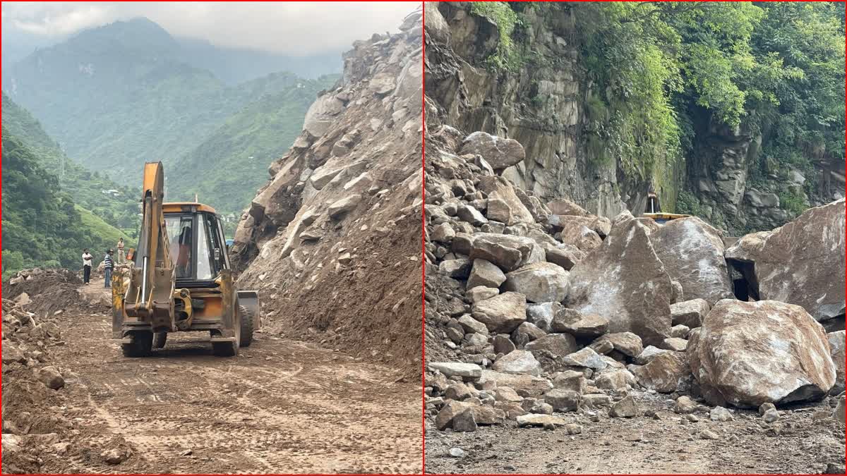 Landslide near NH 6 Meel in Mandi