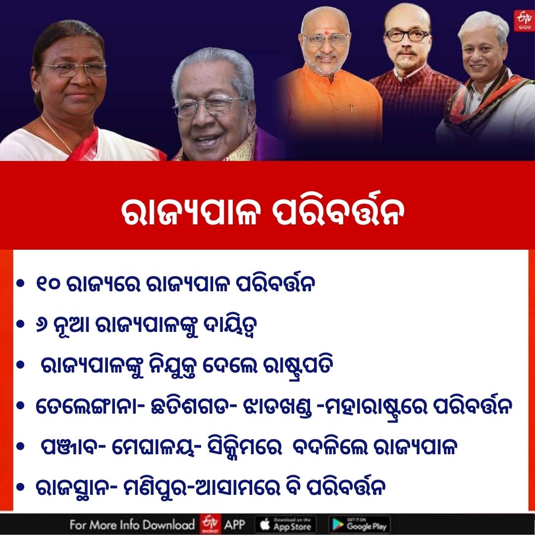 10 ରାଜ୍ୟର ବଦଳିଲେ ରାଜ୍ୟପାଳ, ଜାଣନ୍ତୁ କେଉଁ ରାଜ୍ୟରେ କିଏ...