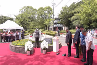 MAHATMA GANDHI BUST IN TOKYO  MINISTER S JAISHANKAR  GANDHI AT FREEDOM PLAZA IN TOKYO  ഗാന്ധിയുടെ പ്രതിമ അനാച്ഛാദനം