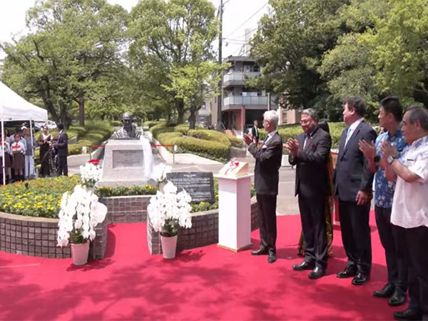 MAHATMA GANDHI BUST IN TOKYO  MINISTER S JAISHANKAR  GANDHI AT FREEDOM PLAZA IN TOKYO  ഗാന്ധിയുടെ പ്രതിമ അനാച്ഛാദനം