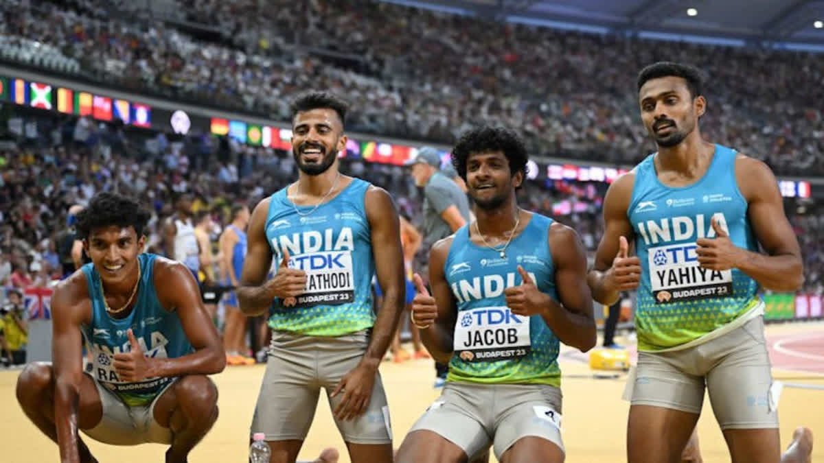 The Indian 4x400m Men team comprising Muhammed Anas, Amoj Jacob, Muhammed Ajmal, and Rajesh Ramesh will compete in the finals today (Monday 1:07 am IST). Notably, the team achieved a new Asian record time of 2:59:05 on Saturday, securing their spot in the event's final.