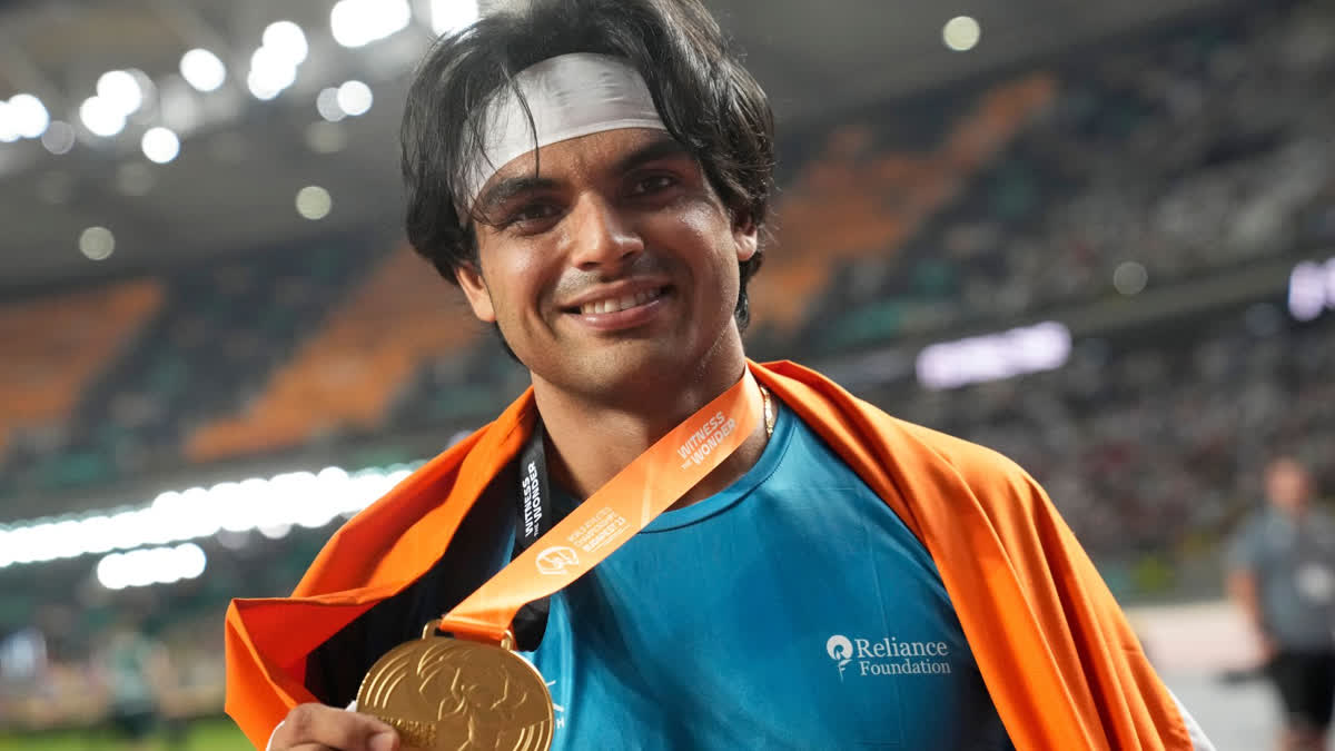 First ever gold for India: Neeraj Chopra at World Athletics C'ships. (AP)