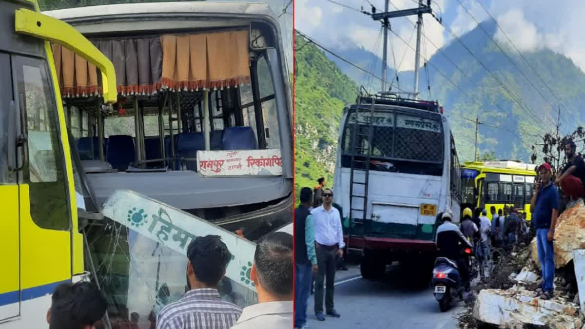 Shimla Accident Collision between HRTC and private bus in Rampur on Himachal Road