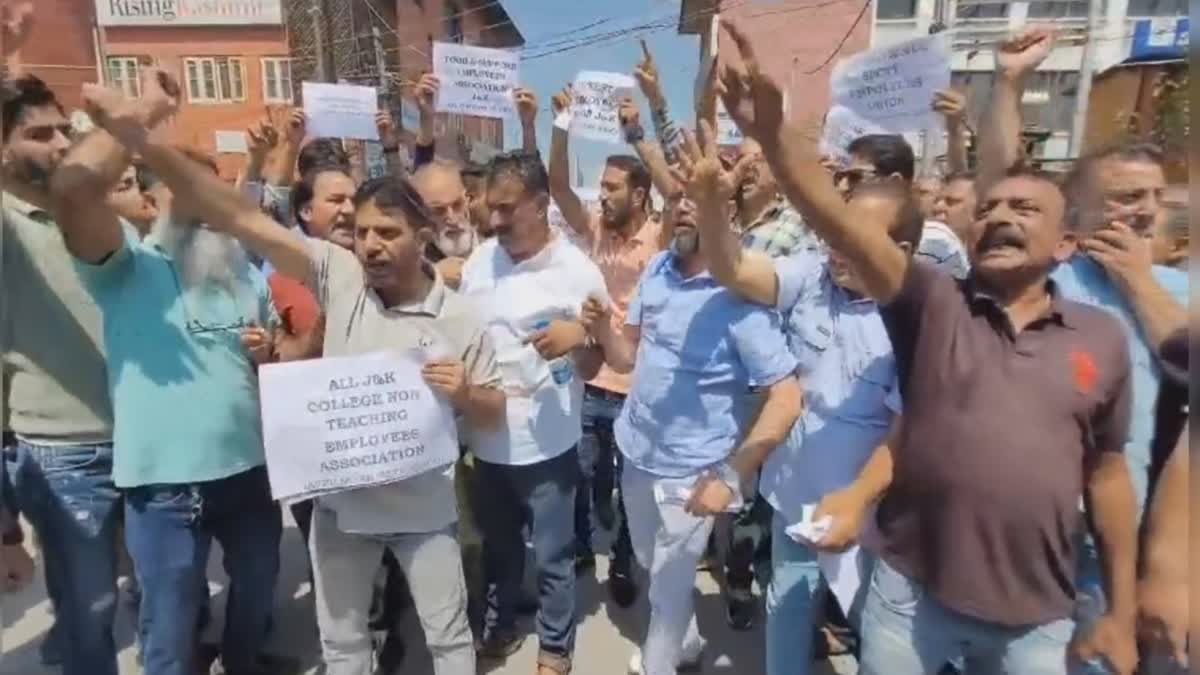 ejcc-protests-at-press-enclave-in-srinagar-demands-release-of-gp-funds