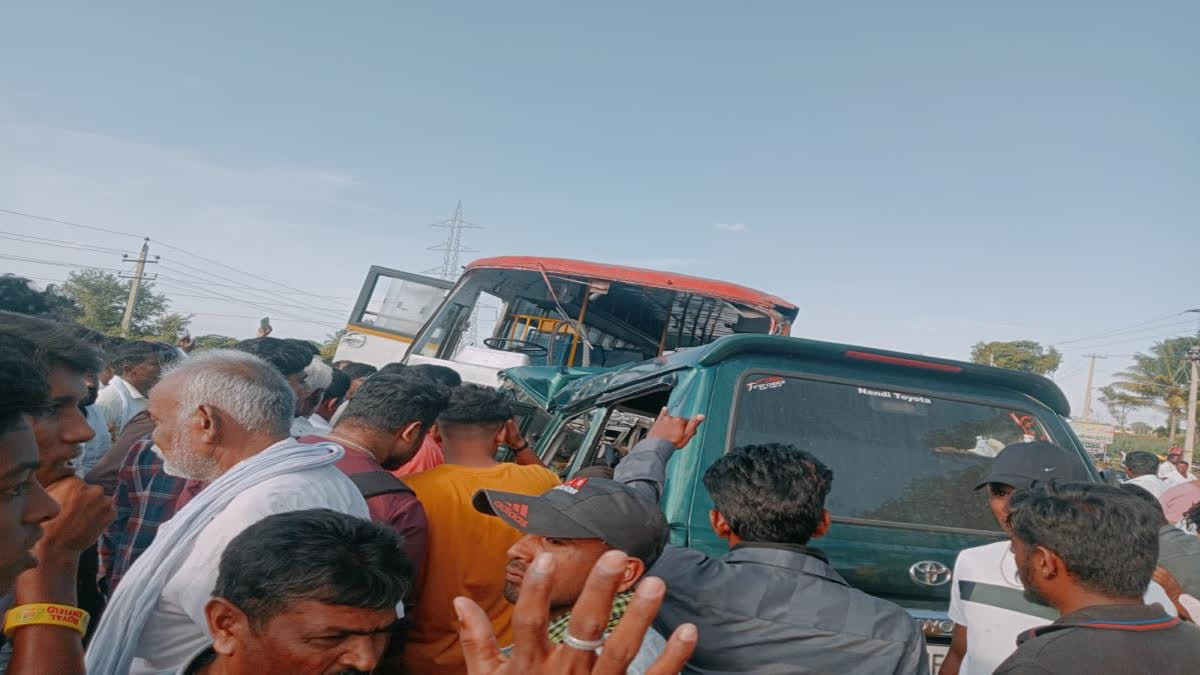 Six killed, several injured after KSRTC bus collided with car in Karnataka