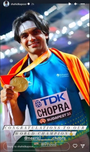 Bollywood actors laud Neeraj Chopra for winning gold at World Athletics Championships