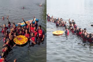 Swimming instructors Onam Celebrations  Onam Celebrations in Periyar river  Onam Celebrations  ഓളപരപ്പിലെ തളികയില്‍ പൂക്കളമിട്ടു  കുത്തൊഴുക്കില്‍ അത്യുഗ്രന്‍ വടംവലി മത്സരം  പെരിയാറില്‍ ഓണമാഘോഷിച്ച് നീന്തല്‍ പരിശീലകര്‍  പെരിയാറില്‍ ഓണാഘോഷം  ഓണം  kerala news updates  latest news in kerala