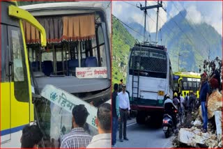 HRTC and Private Bus collision in Rampur