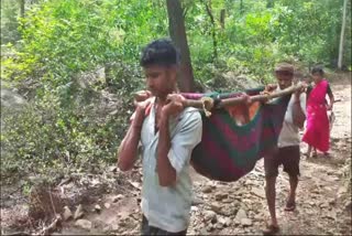 Villagers carried an injured farmer for 15 km