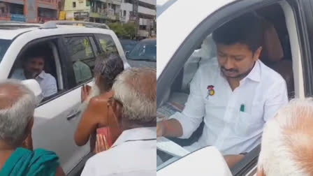 Farmers engaged in waiting protest In Trichy and block Minister Udhayanidhi Stalin car and filed a petition