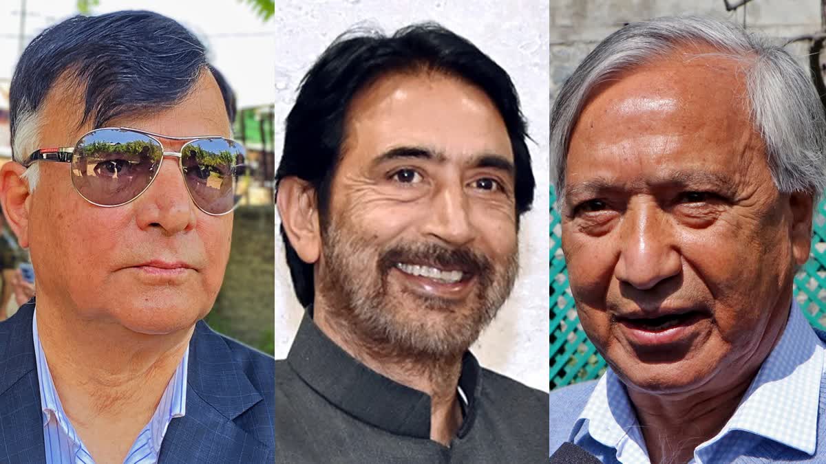 Left to right: Mehboob Beg, Ghulam Ahmad Mir, MY Tarigami