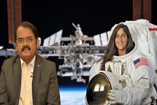 'Moon Man of India' Mylswamy Annadurai (L) explains how astronauts survive in space