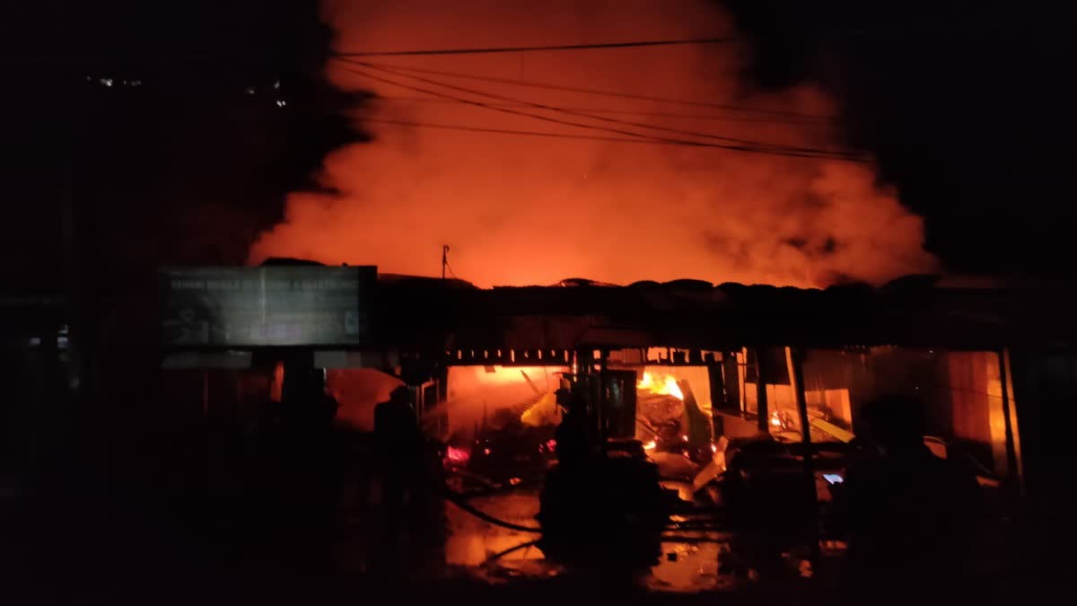 six shops burnt down