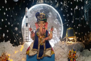 Ganpati idol at Indore puja pandal in Madhya Pradesh