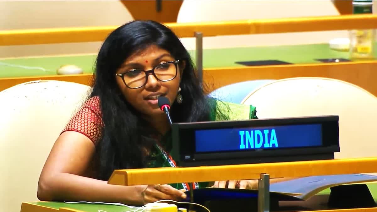 BHAVIKA MANGALANANDAN DIPLOMAT  UN GENERAL ASSEMBLY INDIA  ഭവിക മംഗളാനന്ദന്‍ യുഎന്‍ജിഎ  പാക് പ്രധാനമന്ത്രി ഷഹബാസ് ഷരീഫ്