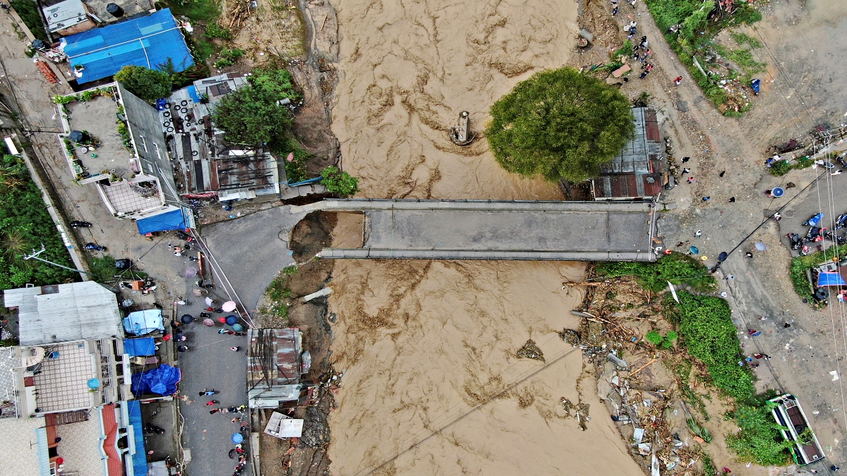 The scene after the flood and landslide in Nepal