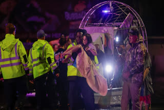 An airboat transports residents rescued from floodwaters in the aftermath of Hurricane Helene on Friday, Sept. 27, 2024 in Crystal River, Fla.