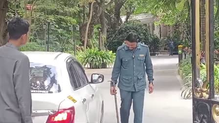 Bomb squad checking vehicles at Bengaluru's Taj West End Hotel