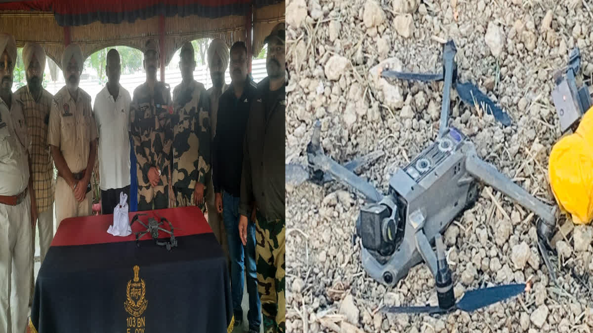During the joint operation of BSF and Punjab Police in Tarn Taran, a drone was recovered along with narcotics